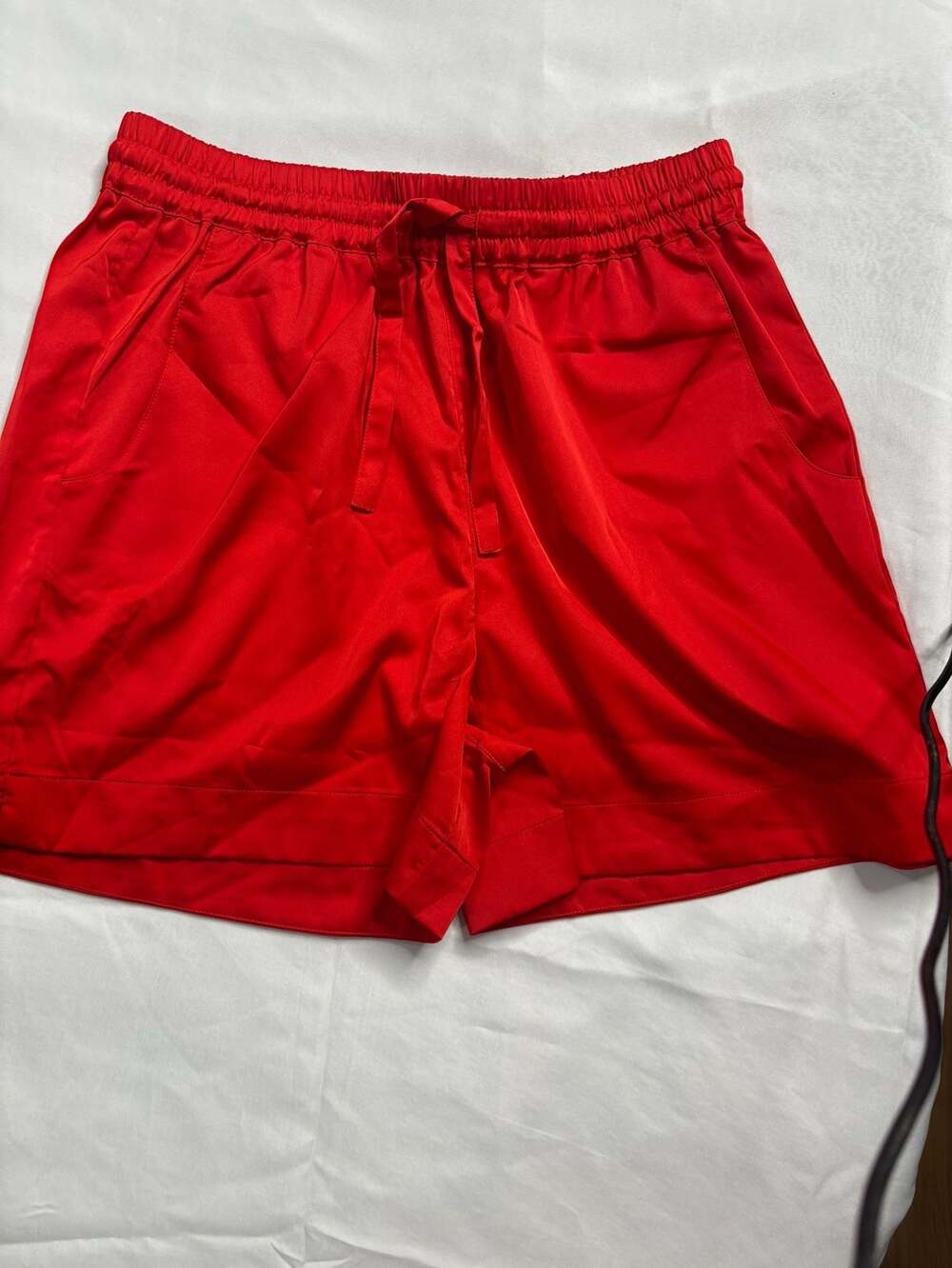 The Drop Eva Silky Shorts in Flame Red